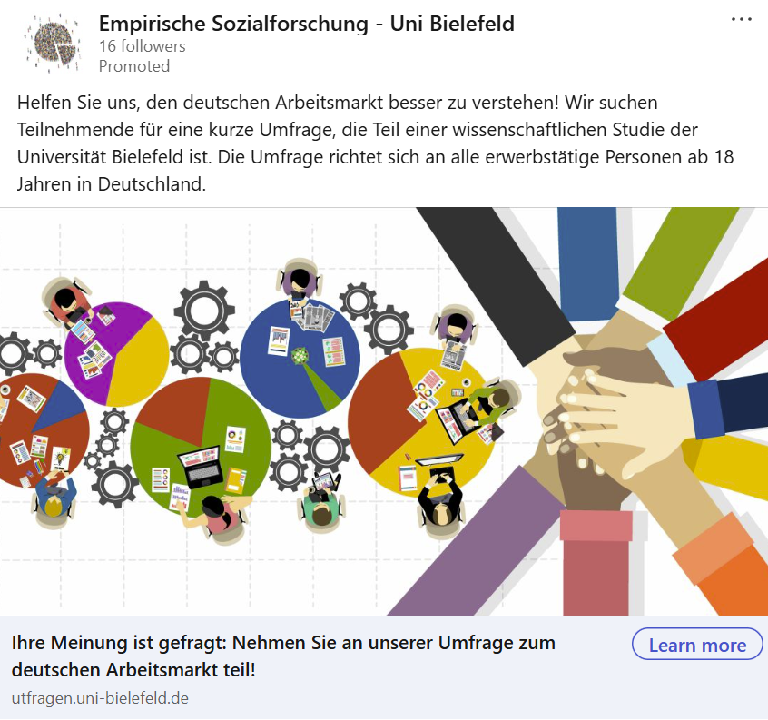 Targeting ad 1 used to recruit participants on LinkedIn