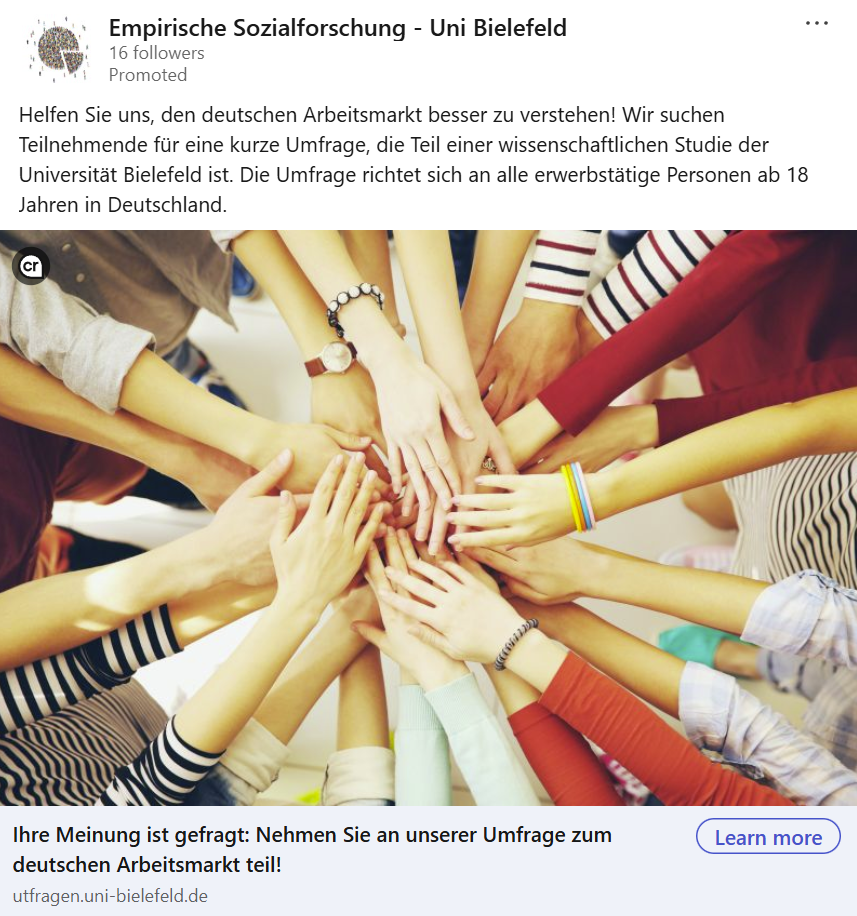 Targeting ad 2 used to recruit participants on LinkedIn