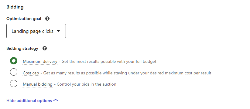 Bidding options